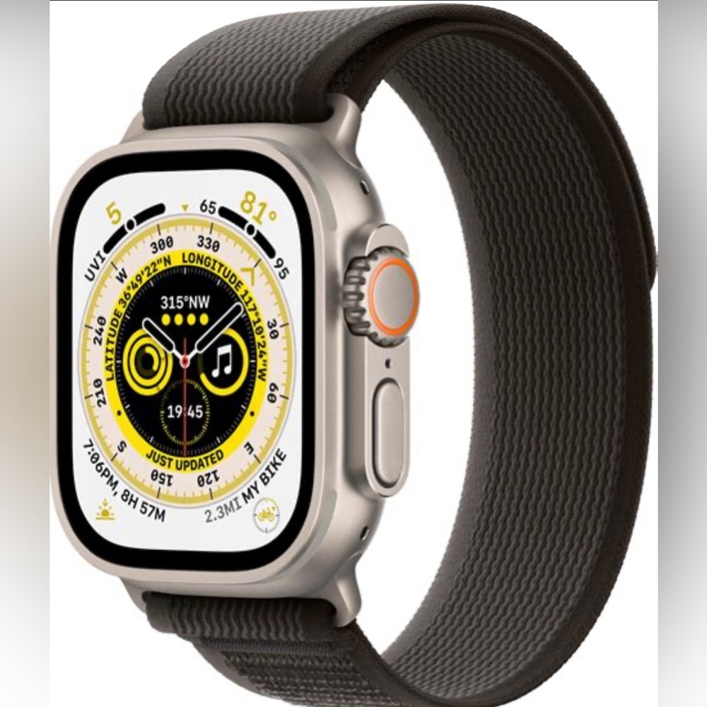 Authentic - iWatch Ultra 1 49mm GPS + Cellular Black and Grey Trail Loop S/M